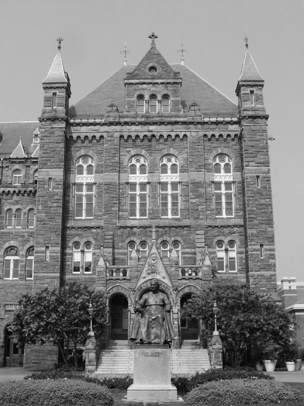 Healy Hall and John Carroll Statue, Georgetown University, Washington, D.C. by Ken Lund